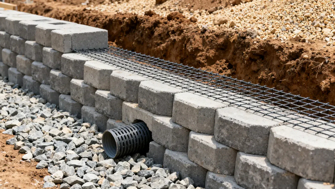 Structural concrete retaining wall construction in Cedar Rapids with professional finish